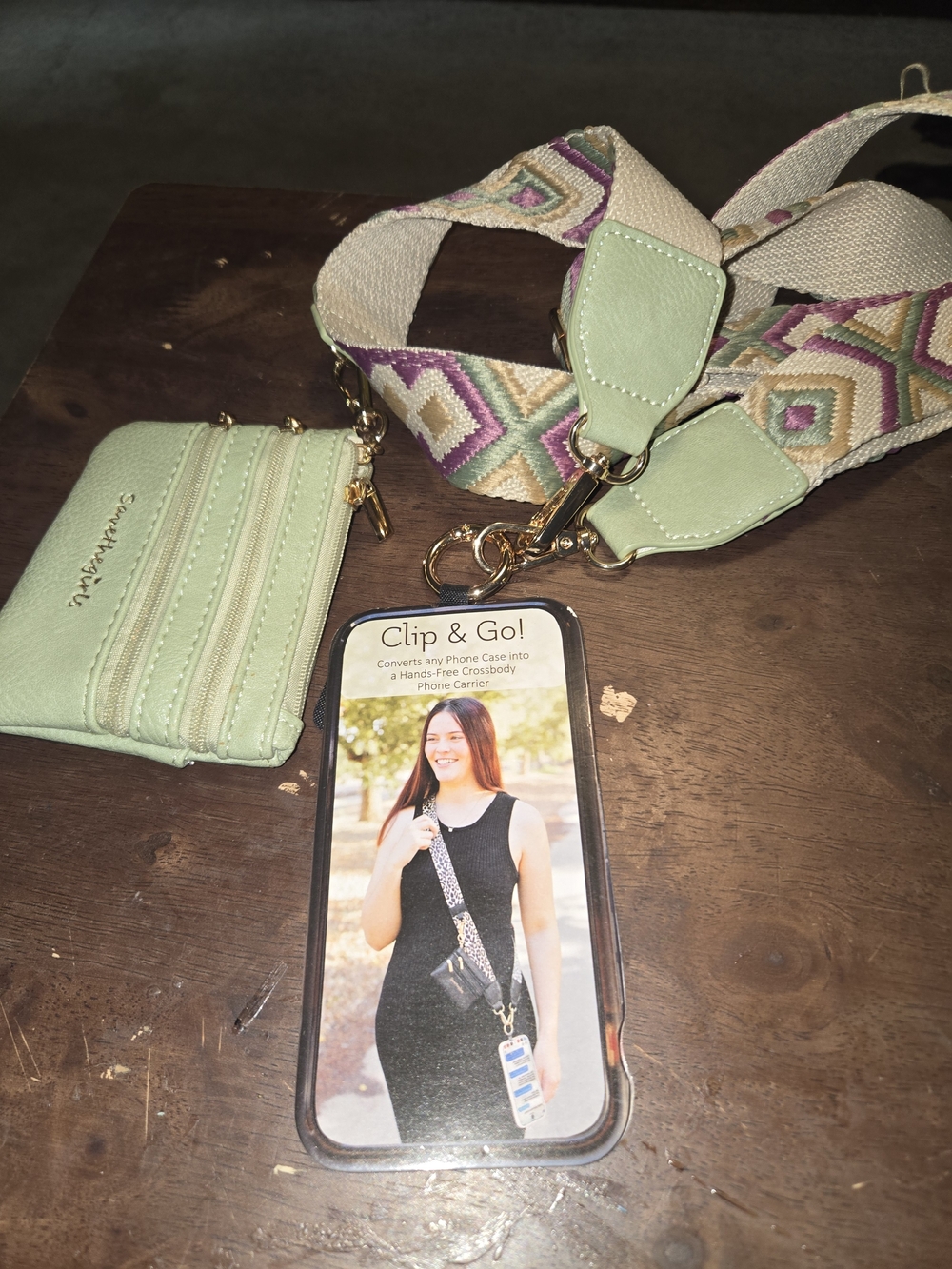 Crossbody Phone Carrier with Mint Strap